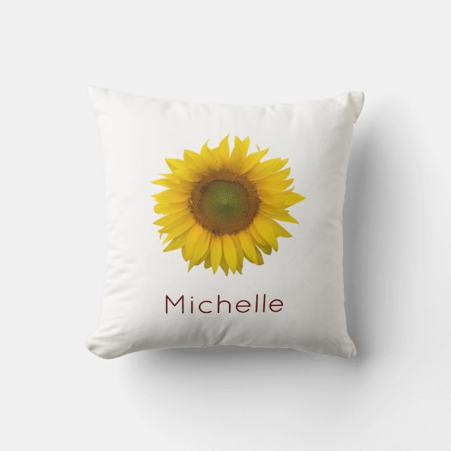 Coussin Monogramme de tournesol jaune Pays Floral (Recto)