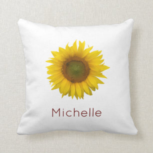 Coussin Monogramme de tournesol jaune Pays Floral