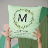 Coussin Monogramme de verdure Statistiques de naissance No