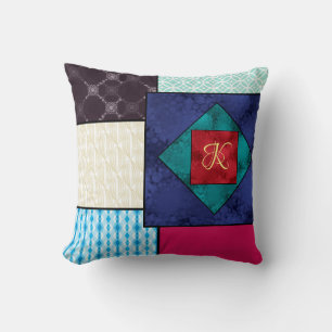 Coussin Monogramme d'édredon de patchwork