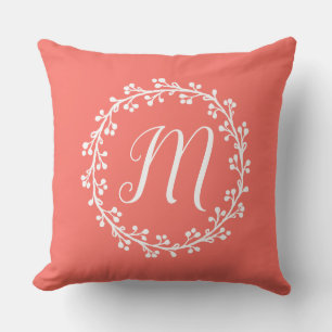 Coussin Monogramme Delicate de couronne de corail classiqu