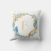Coussin Monogramme d'hippocampe de mer et de plage (Verso)