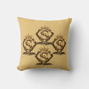 Coussin Monogramme Diamant Couronne Lettre Dorée Luxueuse