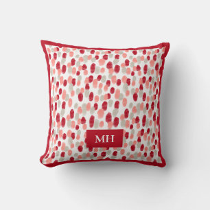 Coussin Monogramme d'initiales à motif rouge et blanc mode