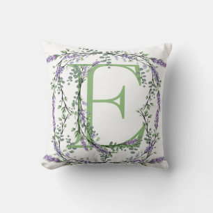 Coussin Monogramme E Lavande Eucalyptus