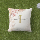 Coussin Monogramme écriture Herbe de la Pampa Terracotta (Herbe)