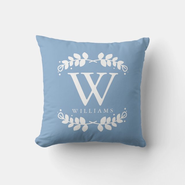 Coussin Monogramme élegant bleu clair (Recto)