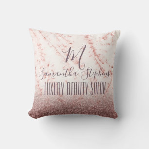 Coussin Monogramme Élégant de la Glitterie Pinky Girly