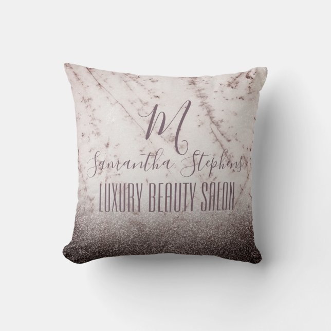 Coussin Monogramme Élégant de la Glitterie Violette Fille (Recto)