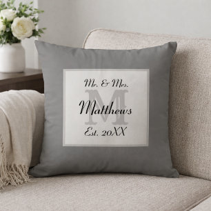 Coussin Monogramme élégant de M. et Mme