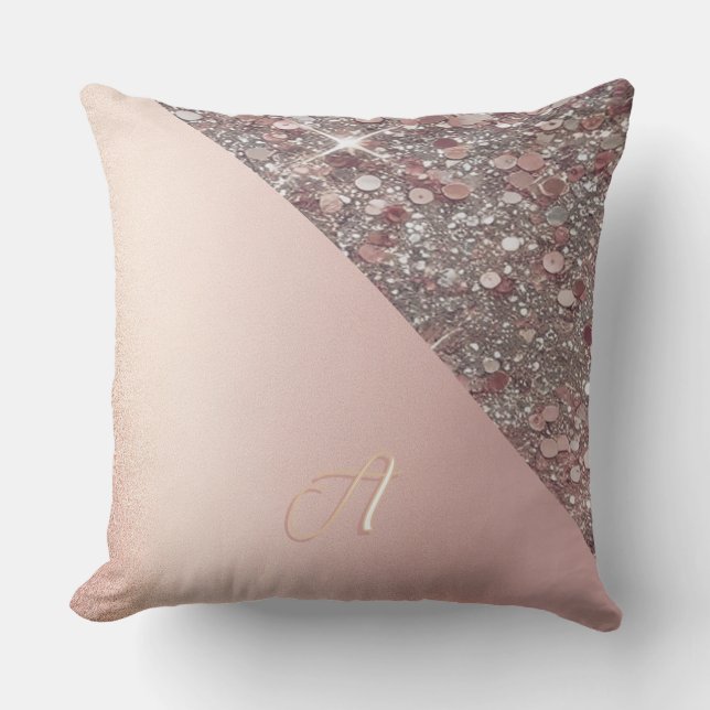 Coussin Monogramme élégant en or rose (Recto)