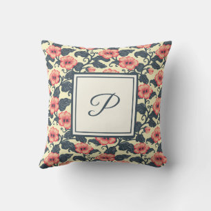 Coussin Monogramme Élégant Floral Romantique Chic Élégant