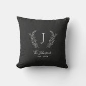 Coussin Monogramme élégant noir et blanc nom (Recto)
