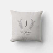 Coussin Monogramme élégant noir et blanc nom (Recto)