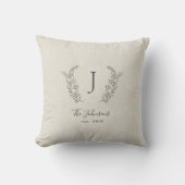 Coussin Monogramme élégant noir et blanc nom (Recto)