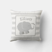 Coussin Monogramme éléphant gris et blanc moderne (Verso)