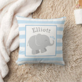 Coussin Monogramme éléphant gris et bleu moderne (Couverture)