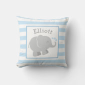Coussin Monogramme éléphant gris et bleu moderne (Recto)