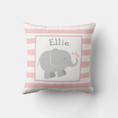 Coussin Monogramme éléphant gris et rose moderne (Verso)