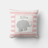 Coussin Monogramme éléphant gris et rose moderne (Recto)