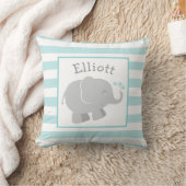 Coussin Monogramme éléphant moderne aqua et gris (Couverture)