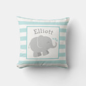 Coussin Monogramme éléphant moderne aqua et gris (Recto)