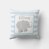 Coussin Monogramme éléphant moderne bleu et gris (Verso)