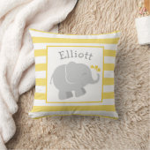 Coussin Monogramme éléphant moderne jaune et gris (Couverture)