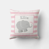 Coussin Monogramme éléphant rose et gris moderne (Verso)