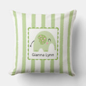 Coussin Monogramme éléphant vert bébé garçon fille (Recto)