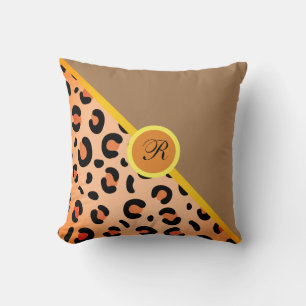 Coussin Monogramme Empreinte de léopard Deux Tons Golden B