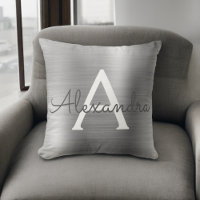Monogramme en argent brossé de luxe Nom initial
