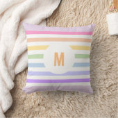 Coussin Monogramme en Blanc Cirque Pastel Arc-en-ciel rayu (Couverture)