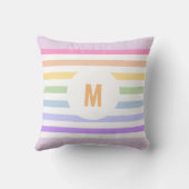 Coussin Monogramme en Blanc Cirque Pastel Arc-en-ciel rayu (Verso)