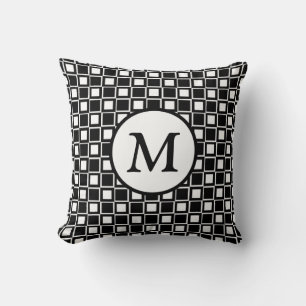 Coussin Monogramme en carton noir et blanc