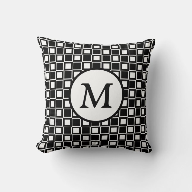 Coussin Monogramme en carton noir et blanc (Recto)