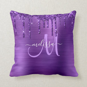 Coussin Monogramme en métal brossé à la Parties scintil