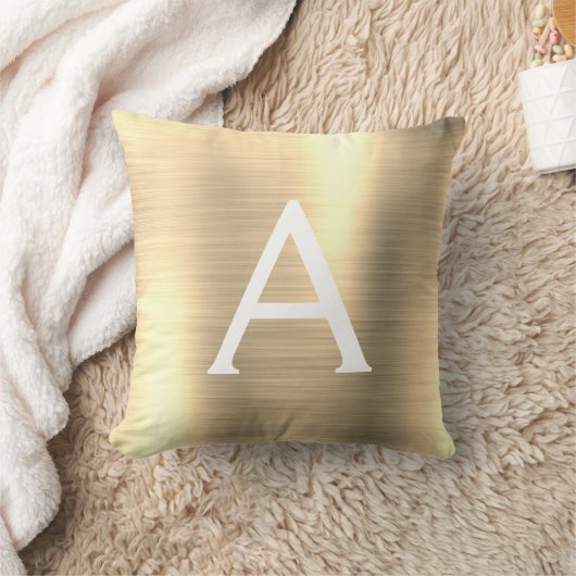 Coussin Monogramme en métal brossé de luxe Nom initial (Couverture)