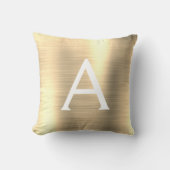 Coussin Monogramme en métal brossé de luxe Nom initial (Recto)