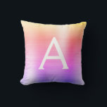 Coussin Monogramme en métal brossé rose pourpre Nom initia<br><div class="desc">Pink,  Purple et Gold Pastel Ombre Foil brossé Monogramme en métal Nom et Coussin initial. La coussin fait le cadeau parfait pour quelqu'un qui décore sa chambre en rose et violet cinglé.</div>