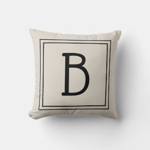 Coussin Monogramme encadré tendance Initiale Brun clair &