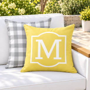 Coussin Monogramme entre parenthèses blanc jaune vif