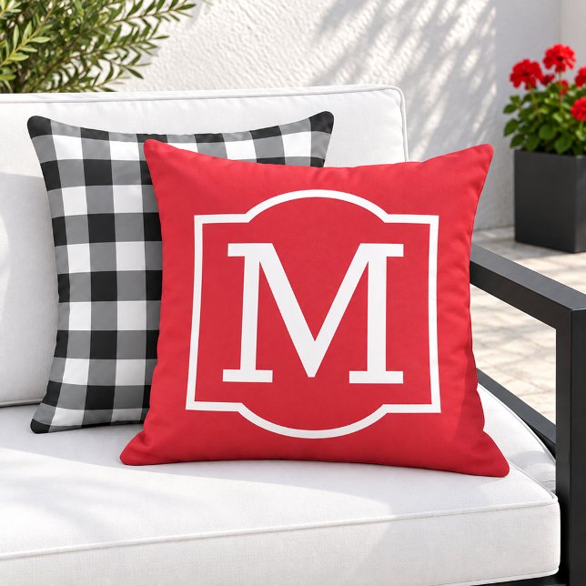 Coussin Monogramme entre parenthèses rouge blanc gras (Créateur téléchargé)