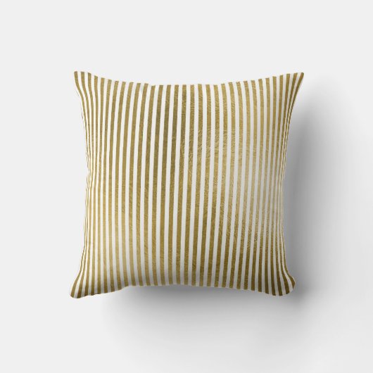 Coussin Monogramme et initiale rayés à huile blanche et or (Verso)