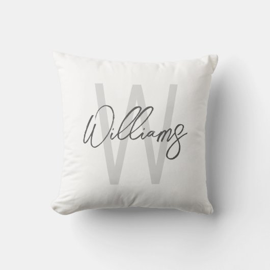 Coussin Monogramme et nom personnalisés en écriture modern (Recto)