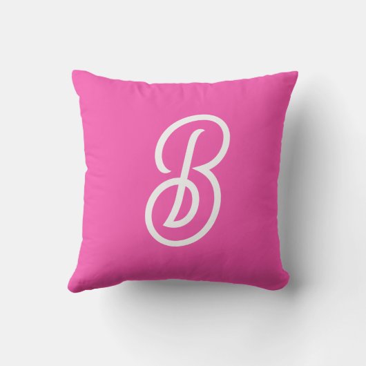 Coussin Monogramme et nom personnalisés Hot Pink moderne (Verso)