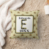 Coussin Monogramme étoilé doré initial décoration élégante (Couverture)