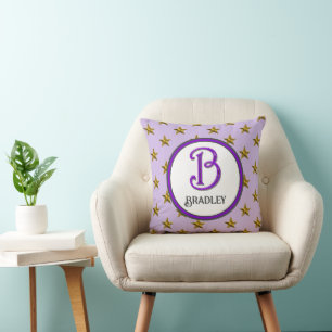 Coussin Monogramme étoile initiale de famille couleur nom