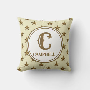 Coussin Monogramme étoile initiale décoration occidentale