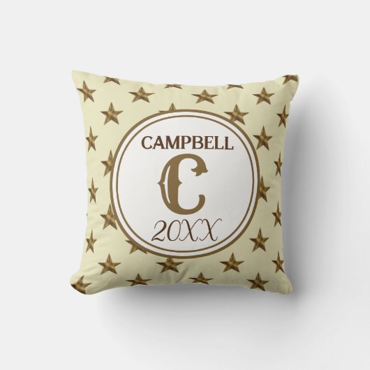 Coussin Monogramme étoile initiale décoration rustique de  (Recto)